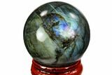 Flashy, Polished Labradorite Sphere - Great Color Play #105772-1